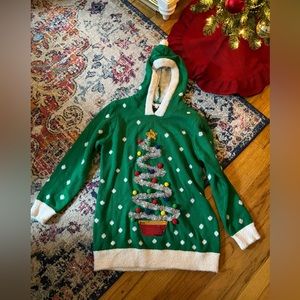 Christmas Tree Holiday Ugly Tacky Sweater Hoodie | Sz XXL